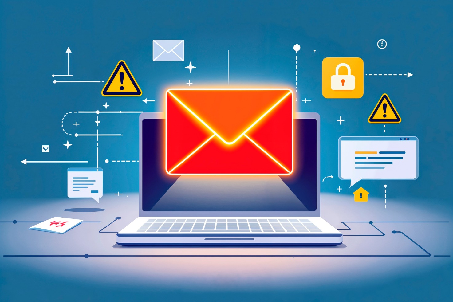"Example of a phishing email alert on a computer screen"