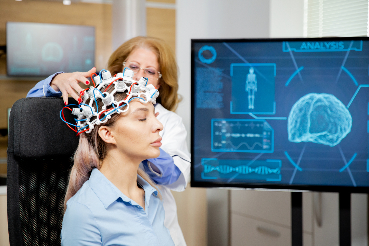 "Brain-computer interface device demonstrating neural technology in 2025"