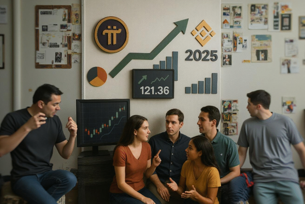 A visual breakdown of Pi Coin’s journey toward Binance listing in 2025, with indicators, charts, and community engagement.